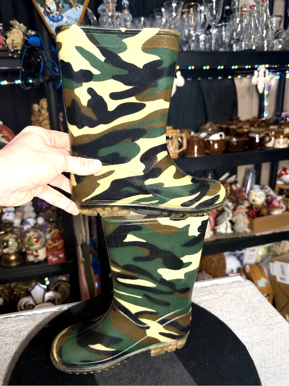 Happy’s Cajun Kicks Youth Size 13 Camo Rubber Rain Boots Waterproof Outdoor
